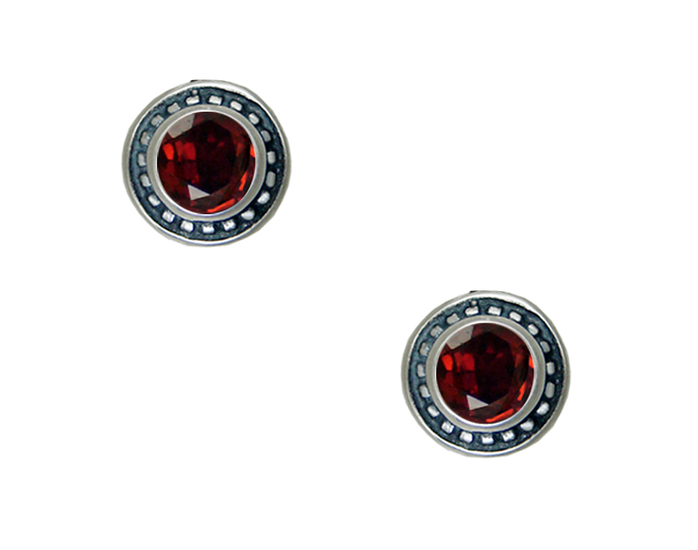 Sterling Silver Petite Garnet Post Stud Earrings